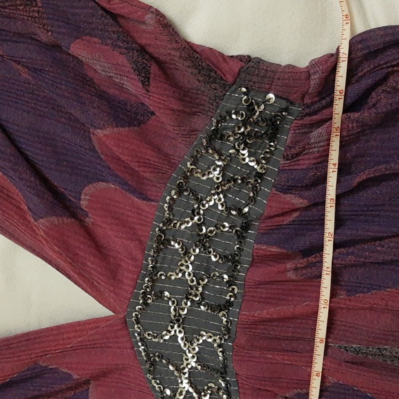 Free People Modal Bohemian Tunic Swim Coverup Surplice Sequin Purple Pink S - Picture 11 of 16